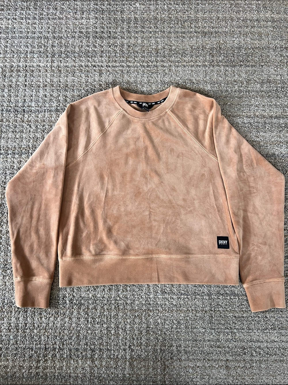 DKNY Women’s Velour Crewneck Sweatshirt in Tan